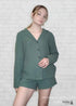 Hiloc Cotton Sleepwear Women Pajama Turn Down Collar Suits With Shorts Long Sleeve Pajamas For Sleep